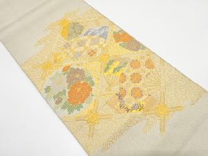 アンティーク 綴れ 格天井に扇・花・古典柄織り出し袋帯(材料)